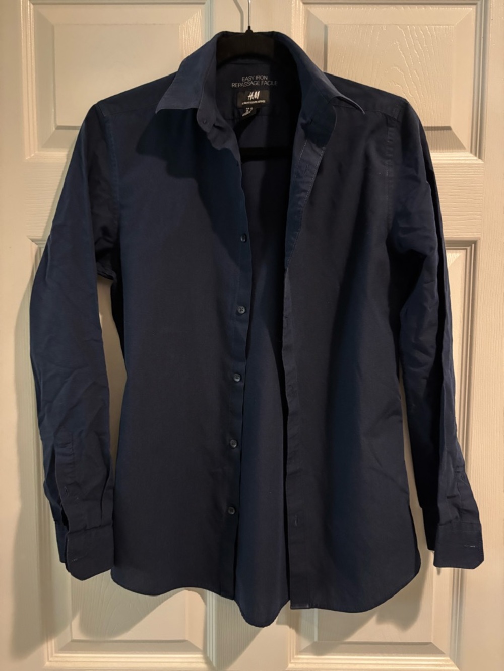 H&M Men's navy Blue Long-Sleeve Shirt